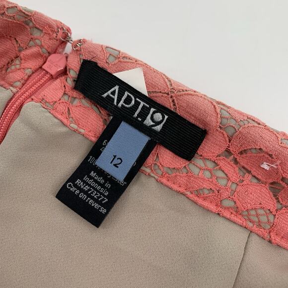 Apt 9 Full Lace Ombre Short Pencil Skirt Size 12 Womens Tangerine Orange Bright - Picture 3 of 8